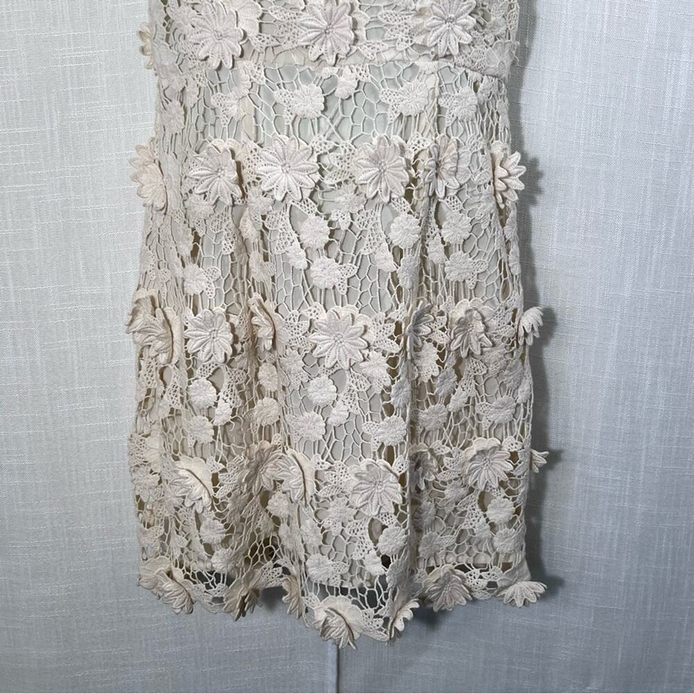 Urban Outfitters Thistlepearl Crochet Floral Cream Boho Mini Dress Size 4 - Picture 5 of 16